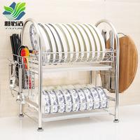 304 stainless steel double-layer circular pipe drainage and storage disk rack - HG030C